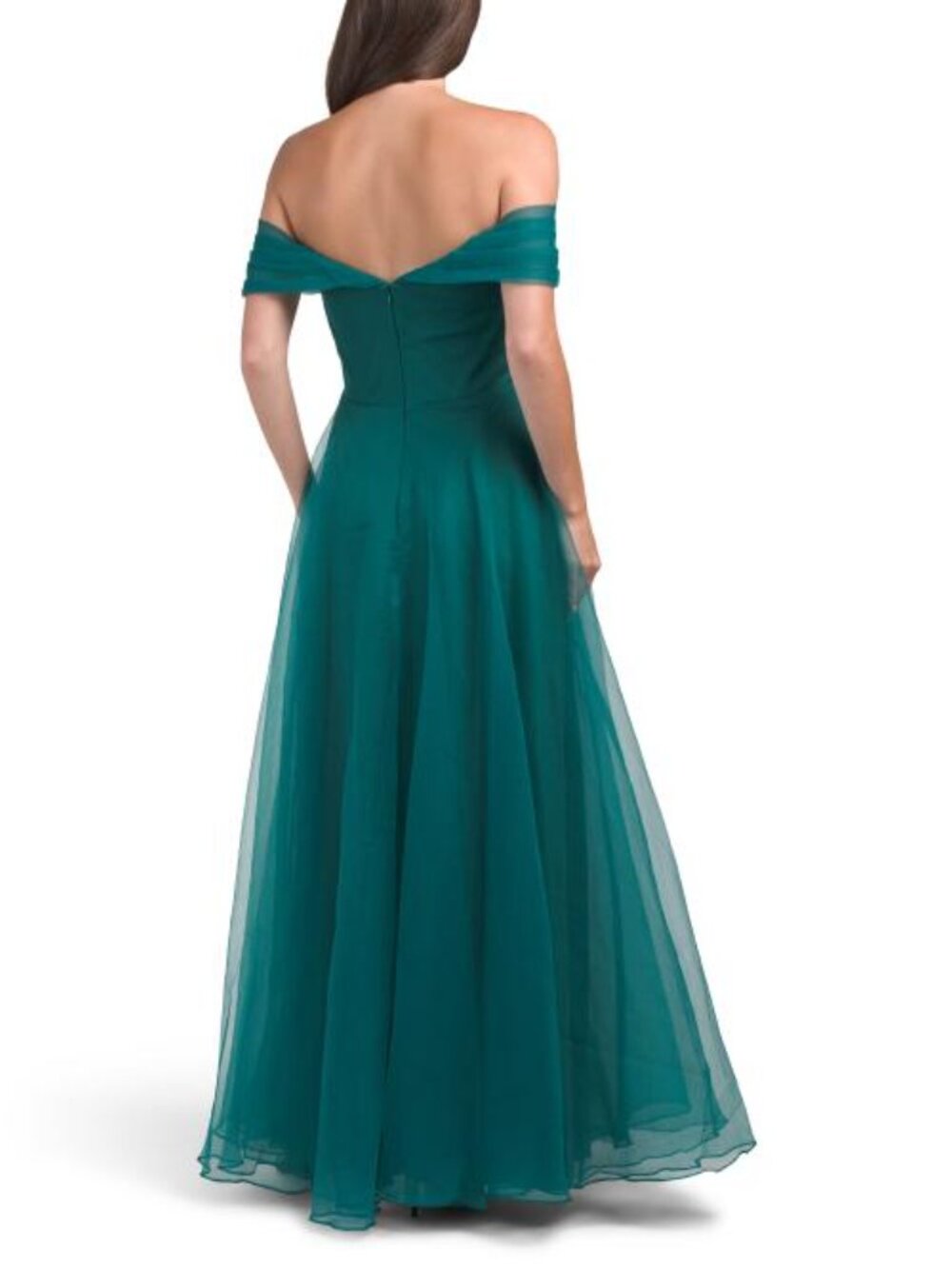 BETSY & ADAM Off The Shoulder Tulle Gown - Picture 2 of 4